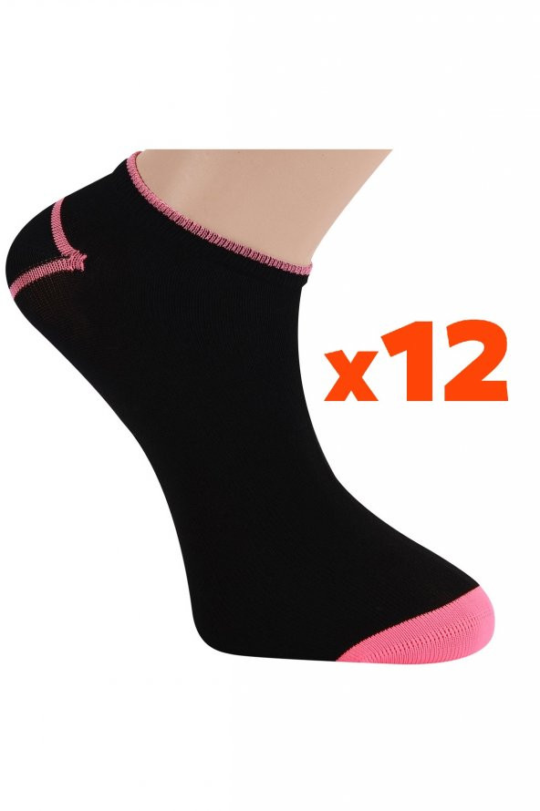 Tüter Siyah Somon Sneaker Kadın Çorabı 12li Set