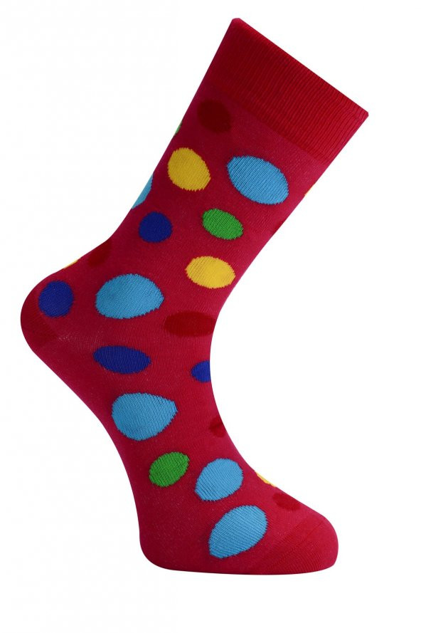 Tüter Kırmızı Üzeri Puan Desenli Erkek Çorap