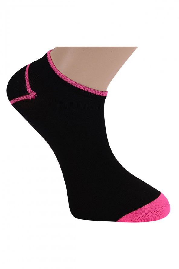 Tüter Siyah Pembe Sneaker Kadın Çorabı