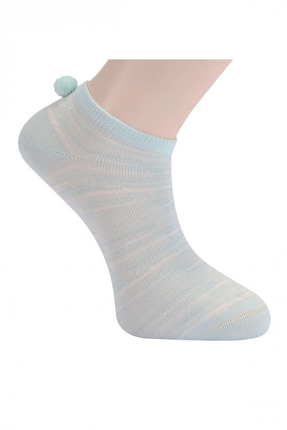 Tüter Ponponlu Geçiş Desen Aqua Patik Kadın Çorap