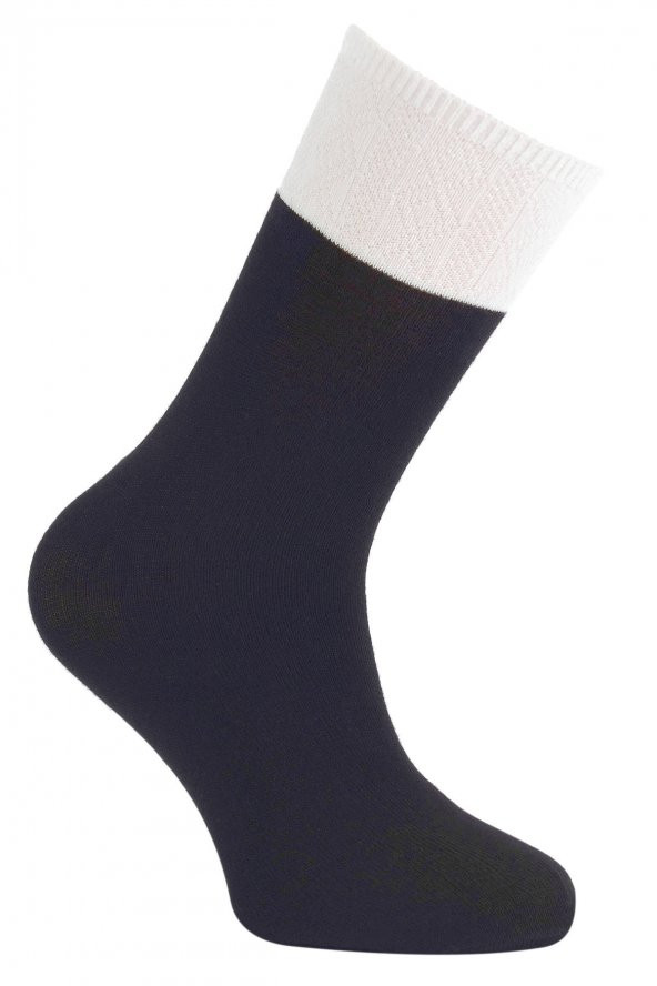 Tüter Beyaz Kabartmalı Siyah Kadın Çorap