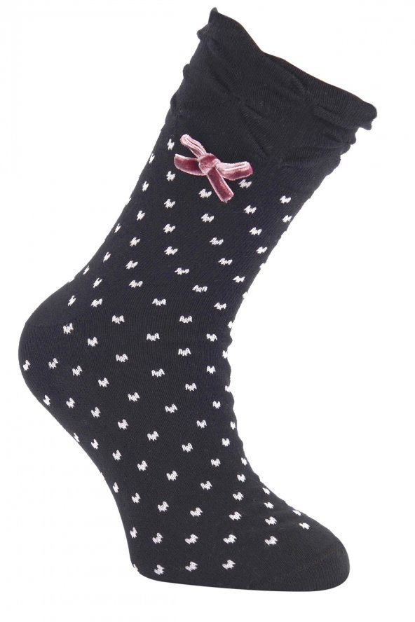 Tüter Büzgülü Desenli Siyah Kadın Çorap
