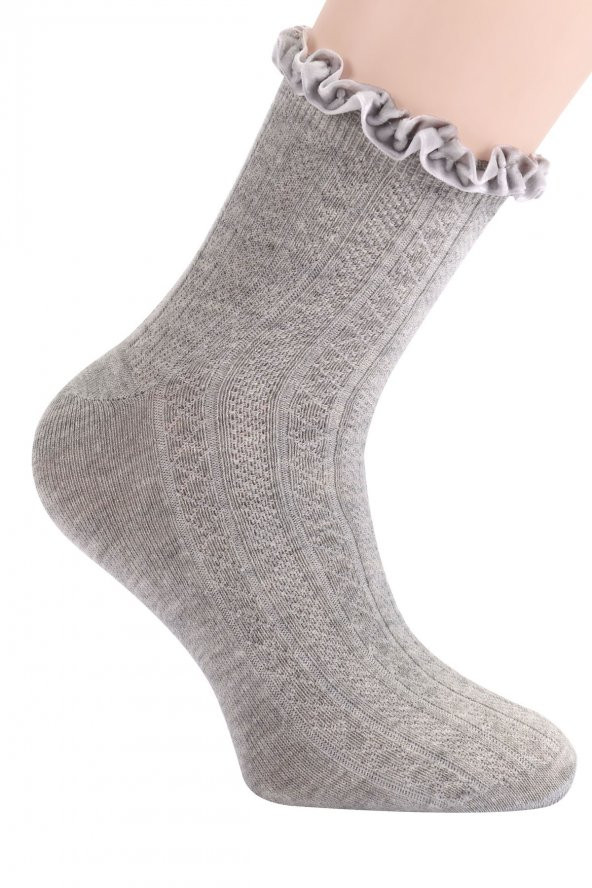 Tüter Şeritli Fırfırlı Bordo Kadın Çorap