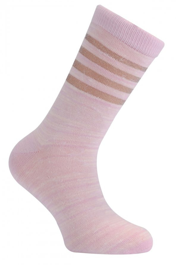 Tüter Açık Pembe Şerit Desenli Tül Geçişli Kadın Çorap
