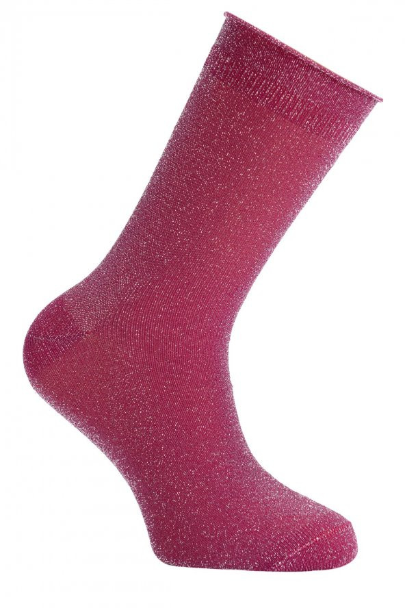 Tüter Pembe Simli Düz Kadın Çorap