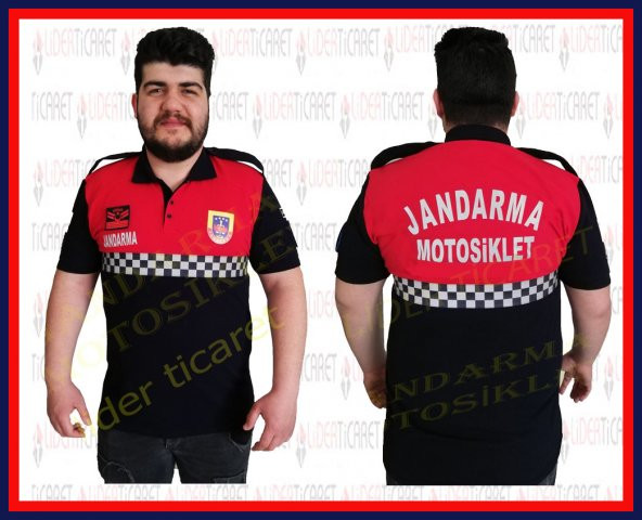 Jandarma Motosiklet Tişörtü Damalı Reflektörlü + Kan Grubu