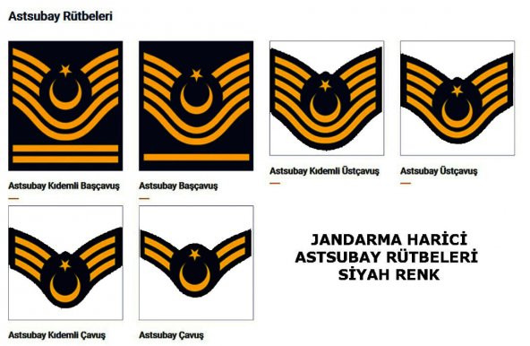 Jandarma Harici Astsubay Rütbeleri Siyah Renk