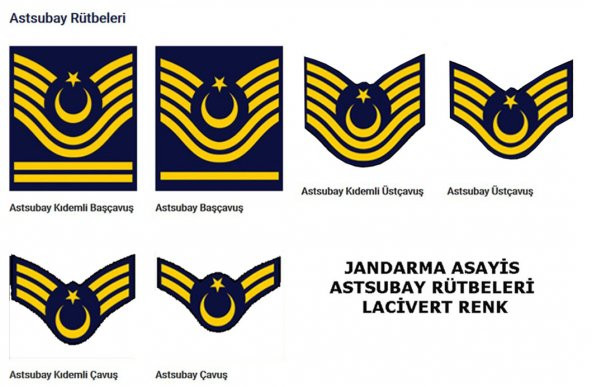 Jandarma Asayiş Astsubay Rütbeleri Lacivert Renk