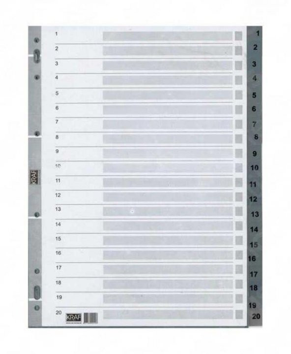 KRAF SEPERATOR PLASTIK A4 1-20 RAKAM (1020)