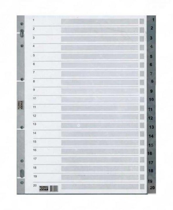 KRAF SEPERATOR PLASTIK A4 1-20 RAKAM (1020) - 2