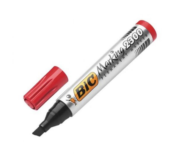 BIC PERMANENT MARKER 2300 KESIK UC KIRMIZI TEKLI - Resim 2