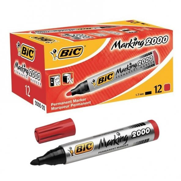 BIC PERMANENT MARKER 2000 KIRMIZI12 LI KUTU - Resim 2