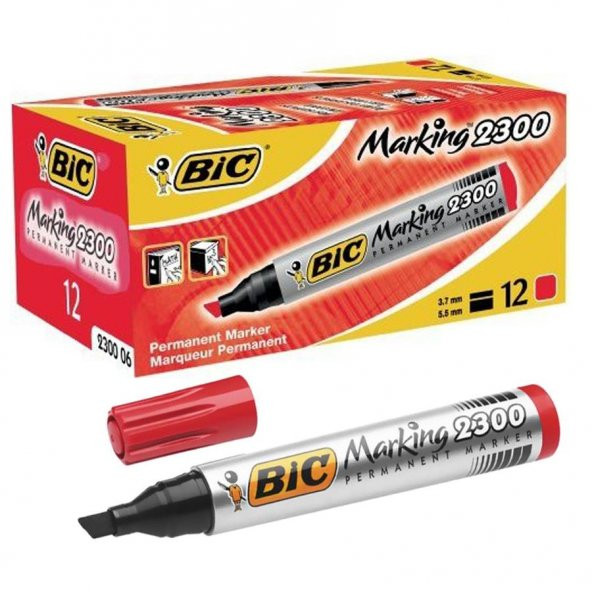 BIC PERMANENT MARKER 2300 KES.UC KIRMIZI 12LI KUTU - 2