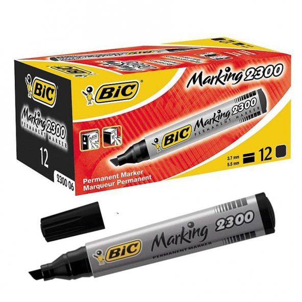 BIC PERMANENT MARKER KESIK UC 2300 SIYAH 12LI KUTU ürün görseli 1