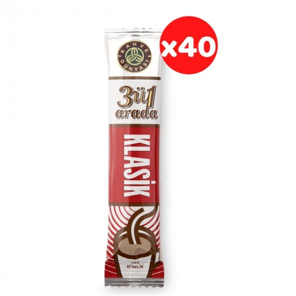 Kahve Dünyası 3ü 1 Arada Klasik Kahve (40lı Paket)