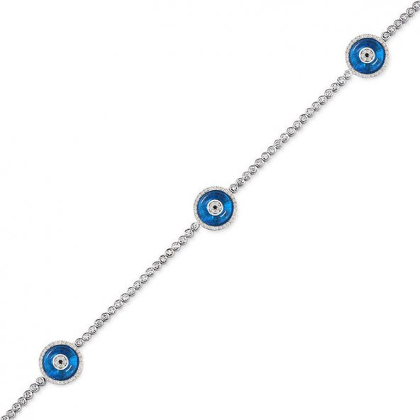 14k Altın Üç Sıra Nazar Boncuklu Bileklik - 3