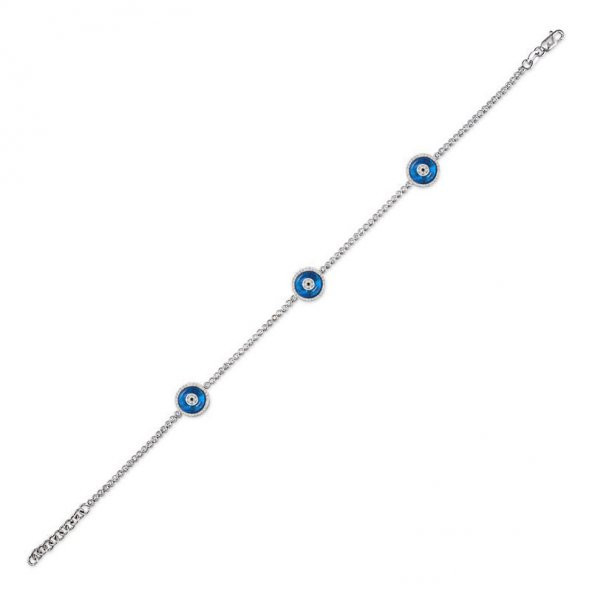 14k Altın Üç Sıra Nazar Boncuklu Bileklik - 2