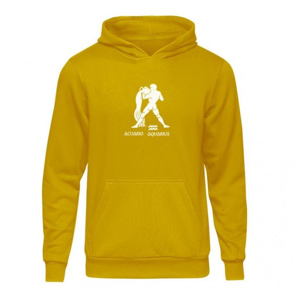 Kova Burcu Sarı Kapşonlu Hoodie Sweatshirt