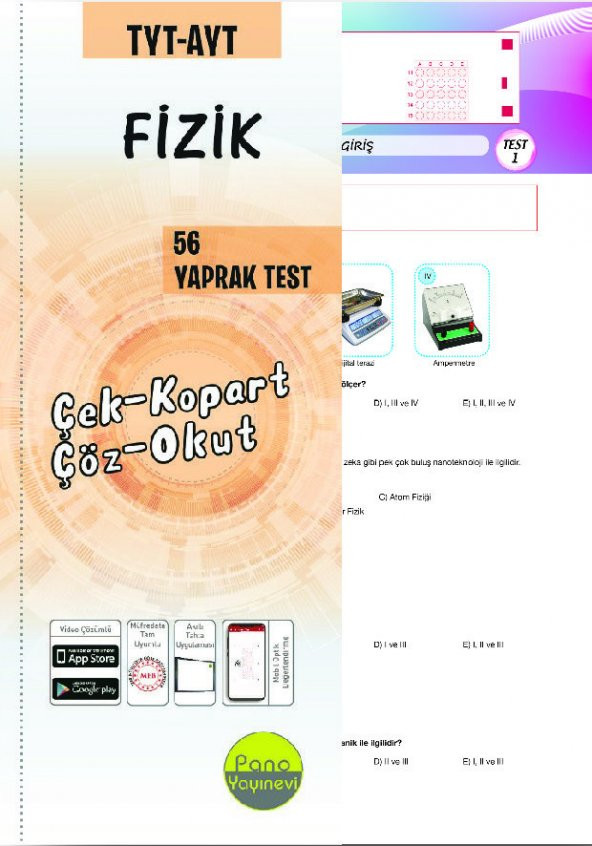 Pano TYT-AYT Fizik Yaprak Testleri (56 Adet) Çek Kopart - 1