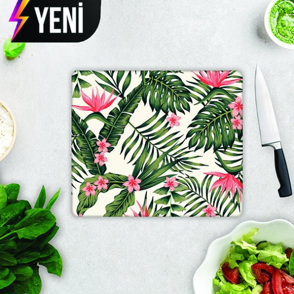 DECORITA Cam Kesme Tahtası- Botanik Desen - 2