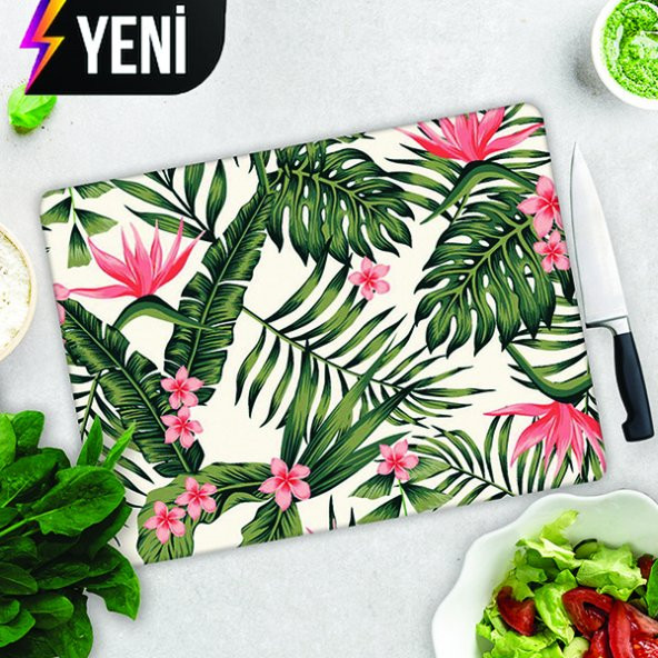 DECORITA Cam Kesme Tahtası- Botanik Desen - 3