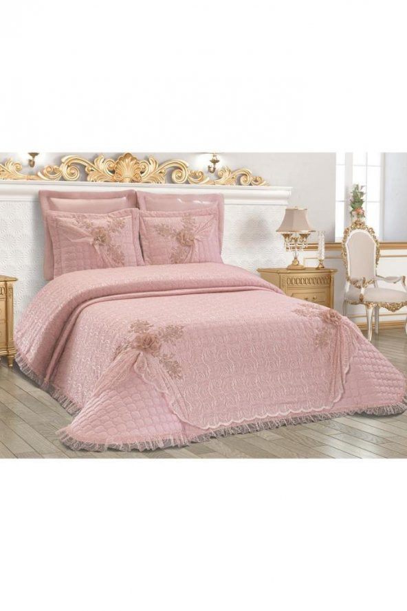 Aleyna Çift Kişilik Yatak Örtüsü Pudra - 5