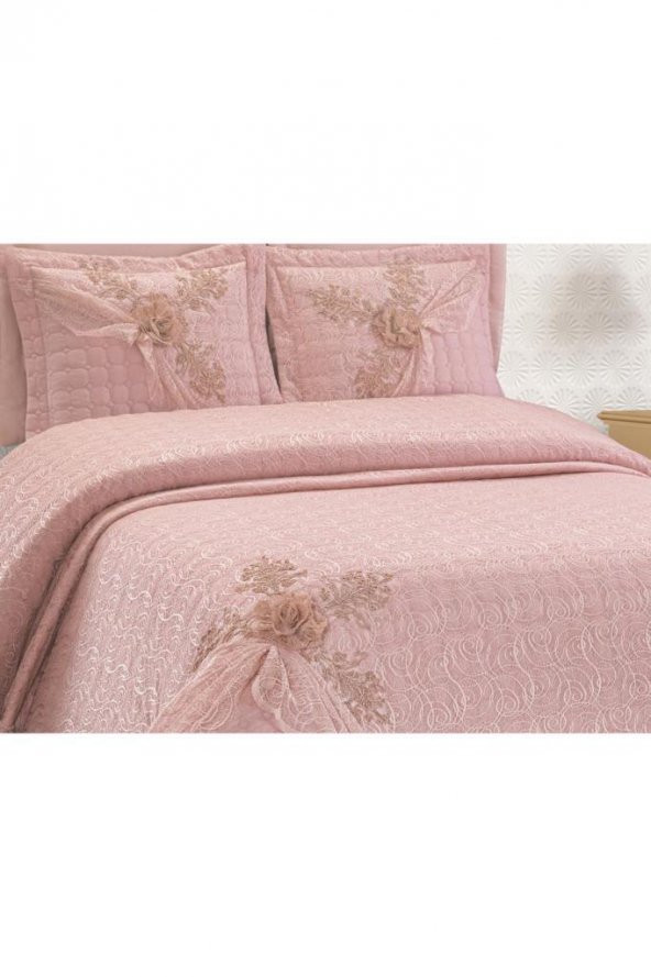 Aleyna Çift Kişilik Yatak Örtüsü Pudra - 6
