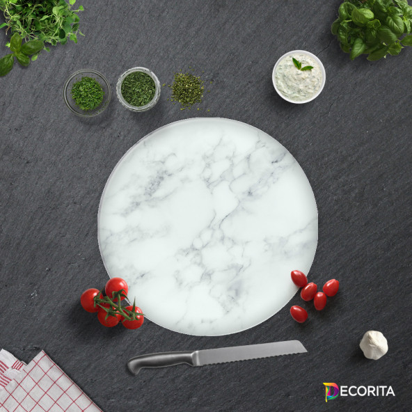 DECORITA Cam Kesme Tahtası- Klasik Mermer Görünümlü - 4