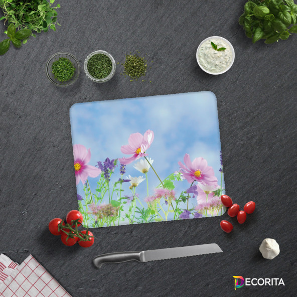 DECORITA Cam Kesme Tahtası - Menekşe Desen - 2