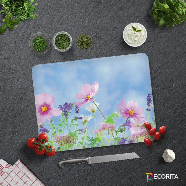 DECORITA Cam Kesme Tahtası - Menekşe Desen - 3