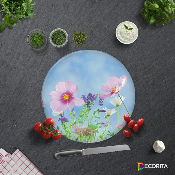 DECORITA Cam Kesme Tahtası - Menekşe Desen - 4