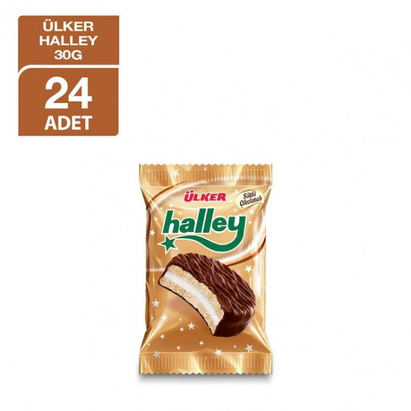 Ülker Halley Çikolata Kaplamalı Bisküvi 30 Gr x 24 Adet