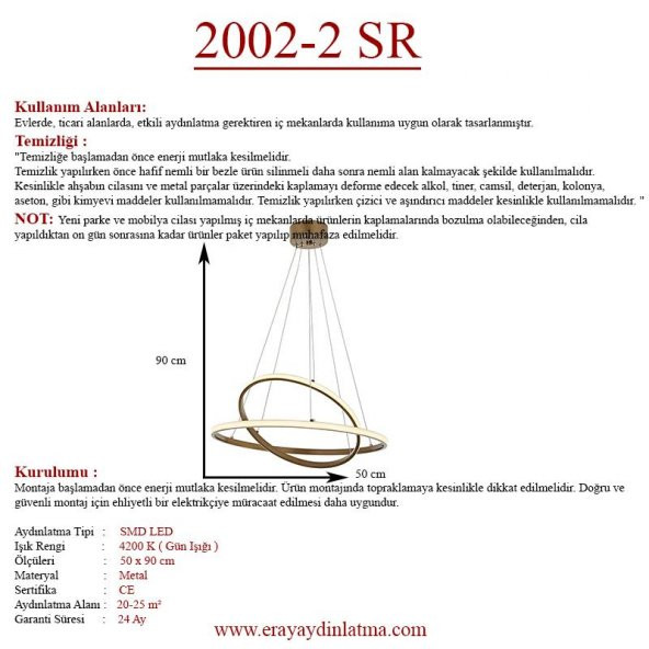 Eray Aydınlatma 2002-2 Eskitme Led Avize - 4