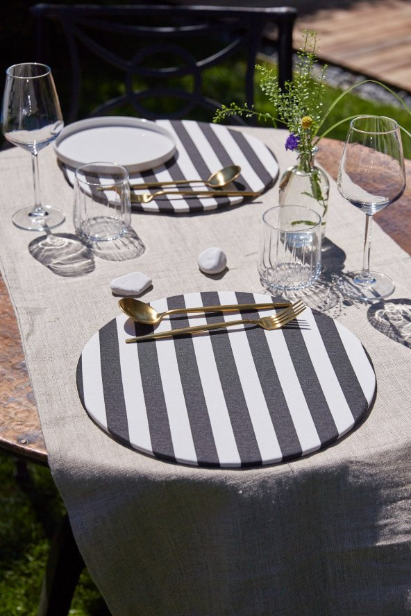 2li Striped Duck Keten Supla Amerikan Servis ürün görseli