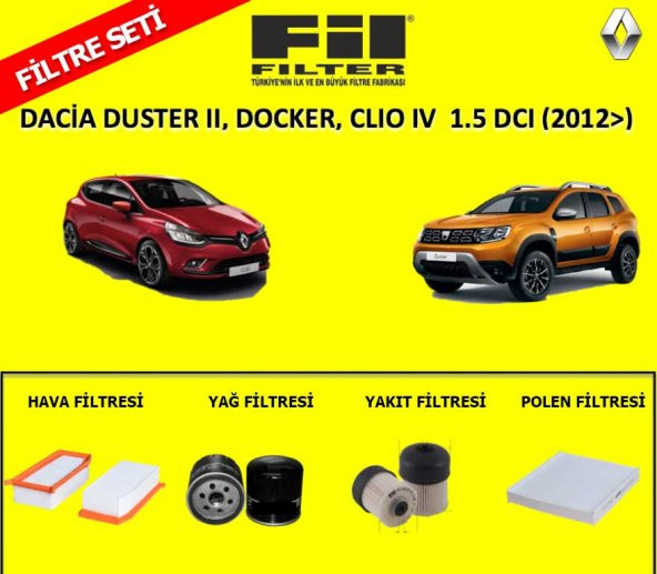 DACIA DUSTER II 1.5DCI Filtre Seti  (2012 ve sonrası)