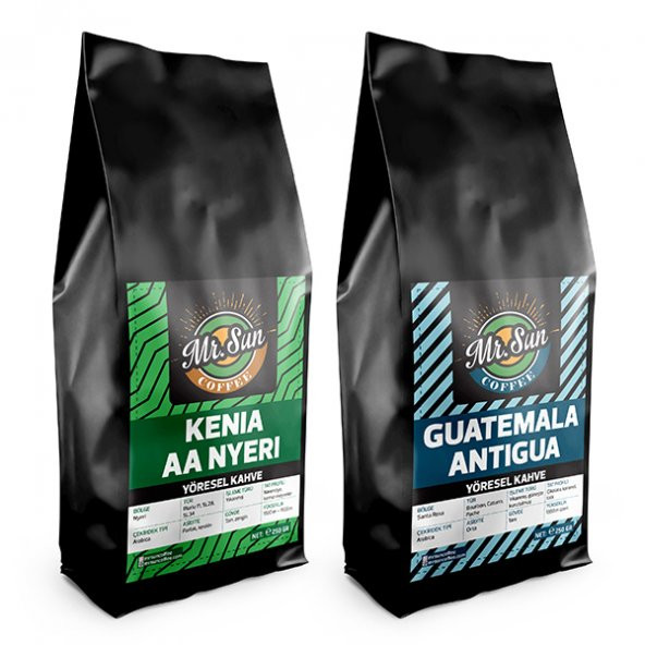 Mr. Sun Coffee Kenia AA ve Guatemala Antigua 2 x 250 Gr. Yöresel Filtre Kahve