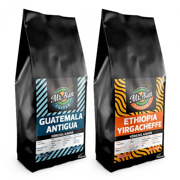 Mr. Sun Coffee Ethiopia Yirgacheffe ve Guatemala Antigua 2 x 250 Gr. Yöresel Filtre Kahve