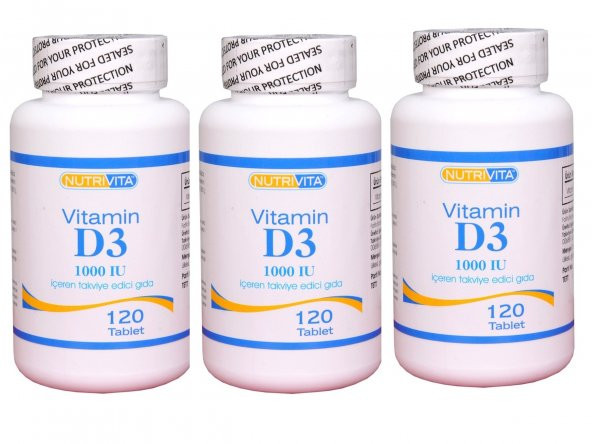 Nutrivita Nutrition Vitamin D3 1000 Iu 120 Tablet 3 Adet