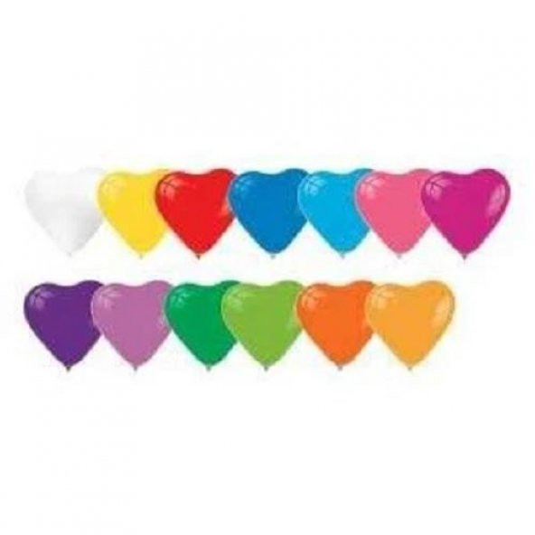 Balon 100´Lü Paket Karışık Renkli Kalpli Balon