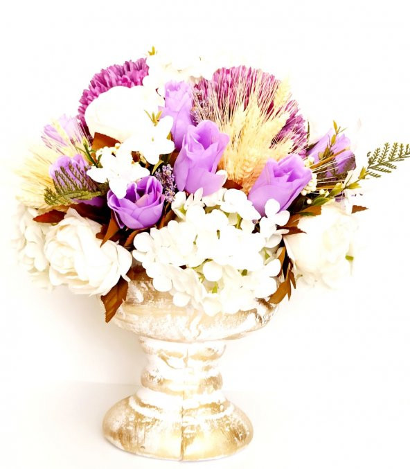 Seramik Vazolu Lila Rengi Çiçekli Şakayık Aranjmanı