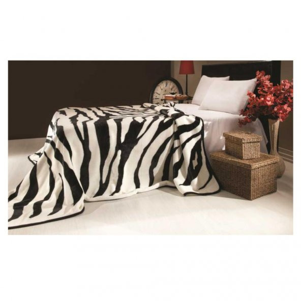 Mink Battaniye Tek Kişilik Solana 223 Zebra Siyah