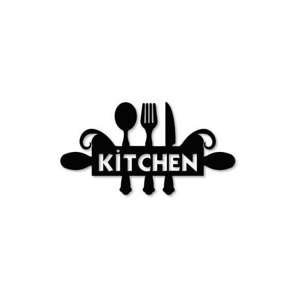 Ahşap Dekoratif Siyah Kitchen Yazılı Mutfak Tablo Süsü - 3