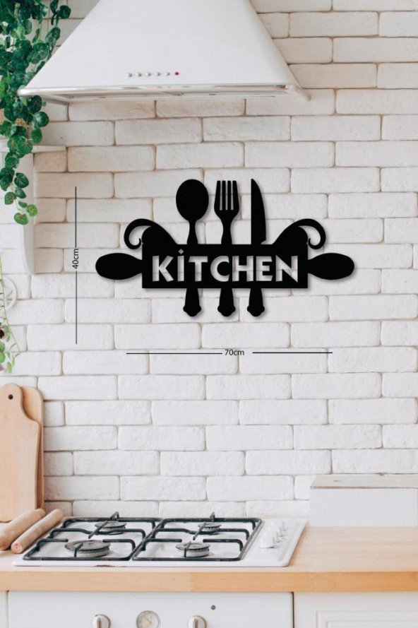 Ahşap Dekoratif Siyah Kitchen Yazılı Mutfak Tablo Süsü - 5