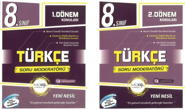 Mobil 8.Sınıf Türkçe  1. ve 2. Dönem Konuları Soru Bankası Seti