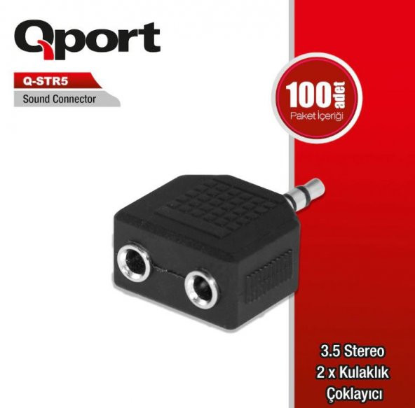 QPORT Q-STR5 3,5mm STEREO = 2*KULAKLIK Çevirici Adaptör - 2