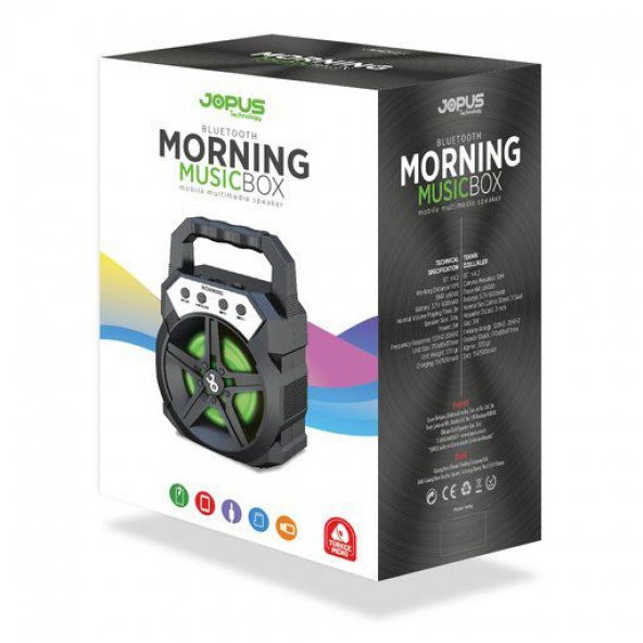 Jopus Morning Bluetoothlu Taşınabilir Müzik Kutusu Siyah