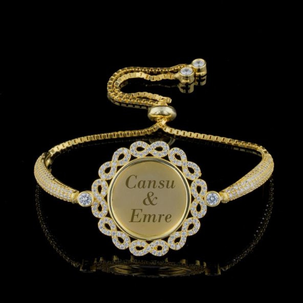 925 Ayar Altın Kaplama İsim Yazılabilir Gümüş Bileklik ürün görseli 1