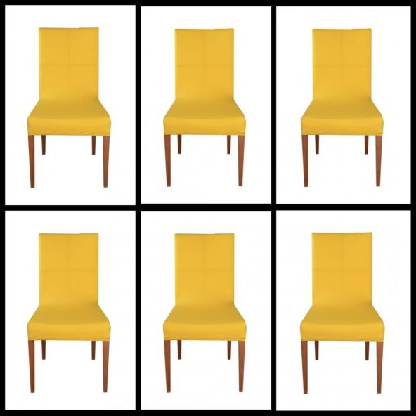 Kampanya 6 lı Set Sandalye Kılıfı Buzi Kumaş Sarı