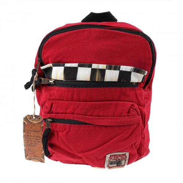 OLD COTTON CARGO 5098 KC LESTER BAG-UNİSEX- SIRT ÇANTASI-KIRMIZI- DESENLİ 2