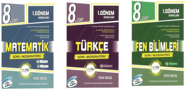 Mobil 8.Sınıf Matematik - Fen Bilimleri - Türkçe  1. Dönem Konuları Soru Bankası Seti